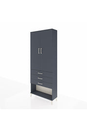 Arges Dolap 3 Raflı 3 Çekmeceli 2 Kapaklı 88x30x221 Antrasit-Antrasit