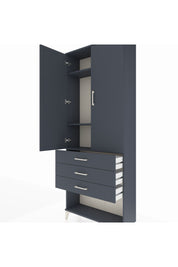 Arges Dolap 3 Raflı 3 Çekmeceli 2 Kapaklı 88x30x221 Antrasit-Antrasit