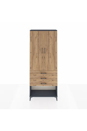 Arges Dolap 3 Raflı 3 Çekmeceli 2 Kapaklı 88x30x221 Antrasit-Çam