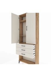 Arges Dolap 3 Raflı 3 Çekmeceli 2 Kapaklı 88x30x221 Çam-Aytaşı