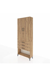 Arges Dolap 3 Raflı 3 Çekmeceli 2 Kapaklı 88x30x221 Çam-Çam