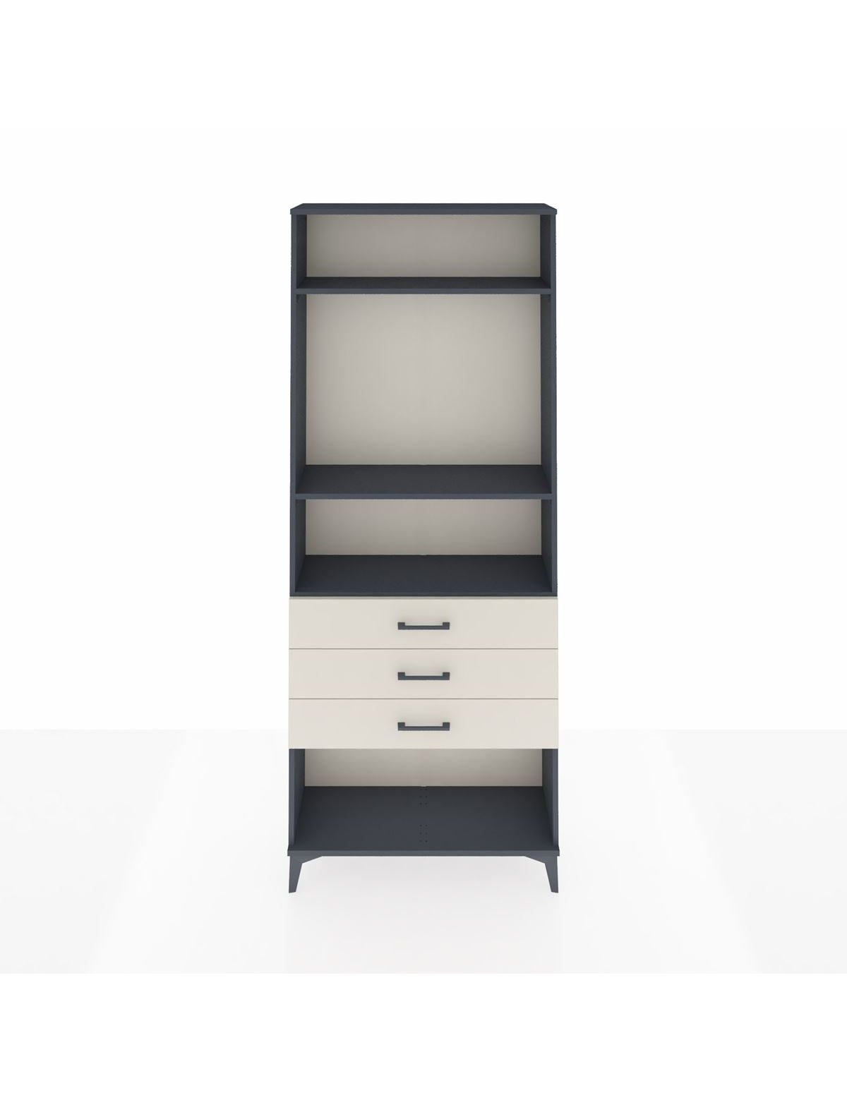 Arges Dolap 3 Raflı 3 Çekmeceli 88x30x221 Antrasit-Aytaşı