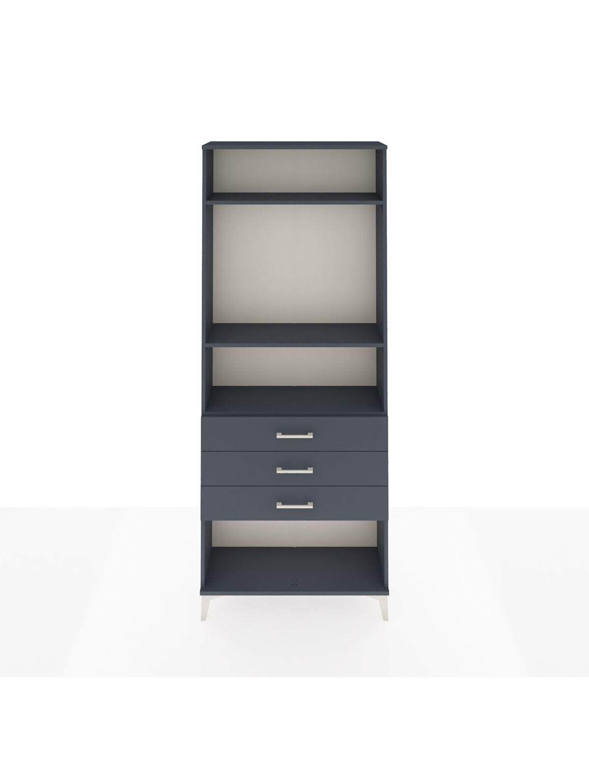 Arges Dolap 3 Raflı 3 Çekmeceli 88x30x221 Antrasit-Antrasit