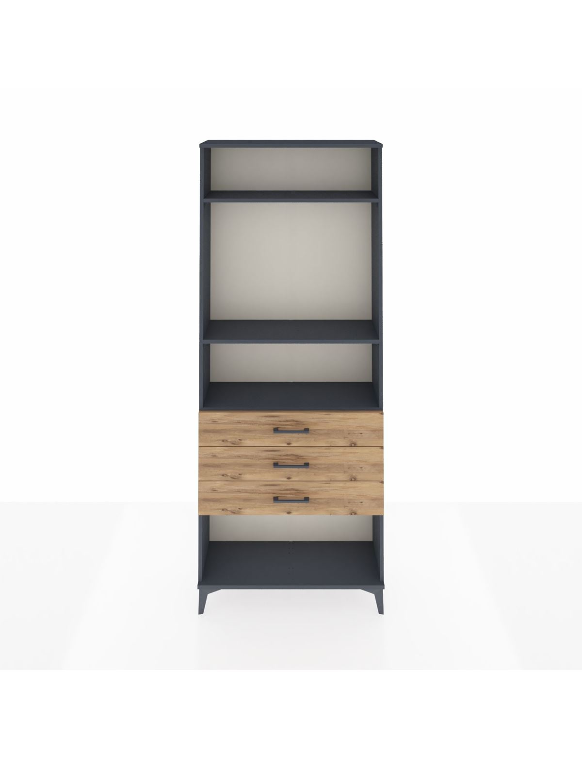 Arges Dolap 3 Raflı 3 Çekmeceli 88x30x221 Antrasit-Çam