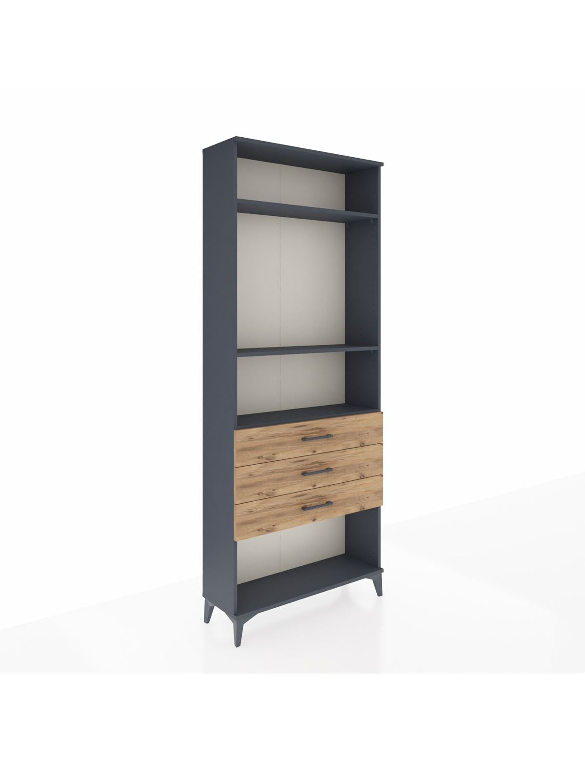 Arges Dolap 3 Raflı 3 Çekmeceli 88x30x221 Antrasit-Çam