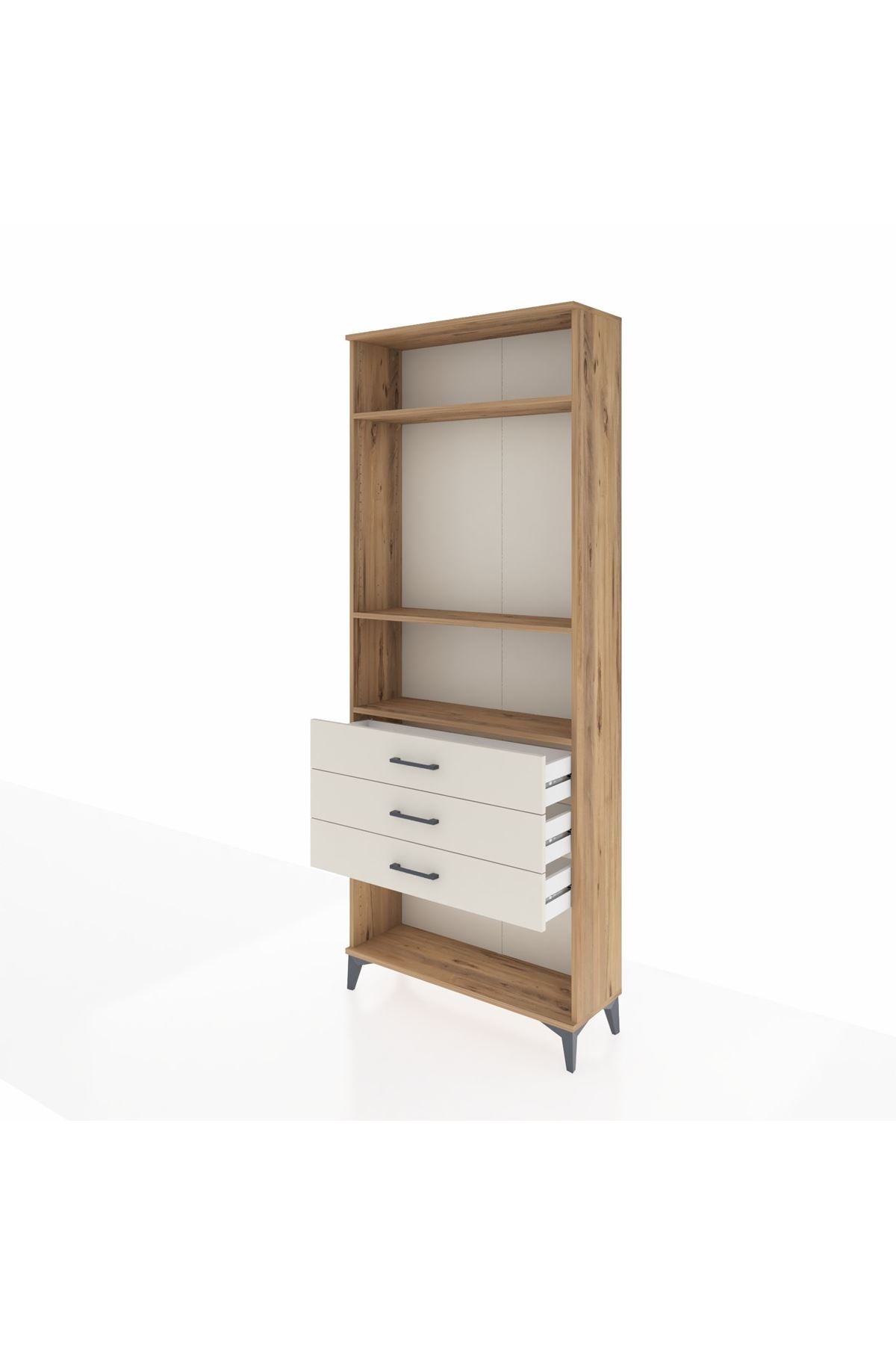 Arges Dolap 3 Raflı 3 Çekmeceli 88x30x221 Çam-Aytaşı