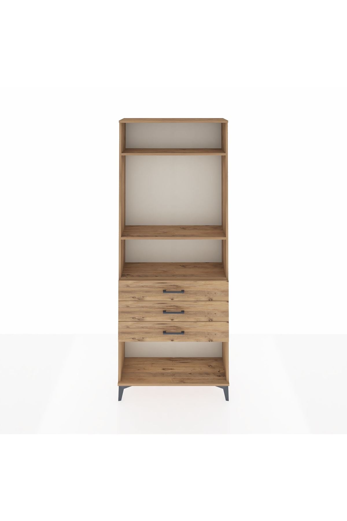 Arges Dolap 3 Raflı 3 Çekmeceli 88x30x221 Çam-Çam