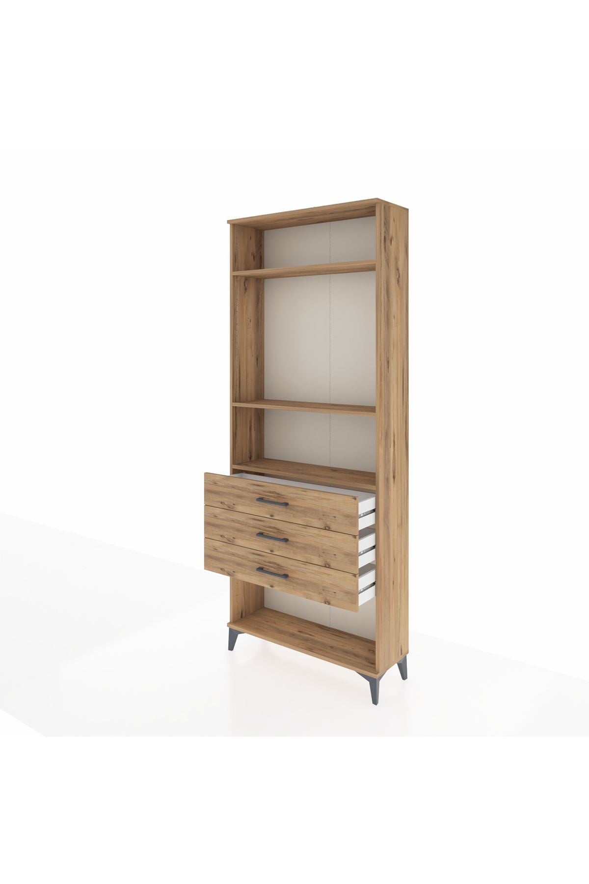 Arges Dolap 3 Raflı 3 Çekmeceli 88x30x221 Çam-Çam