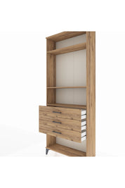 Arges Dolap 3 Raflı 3 Çekmeceli 88x30x221 Çam-Çam