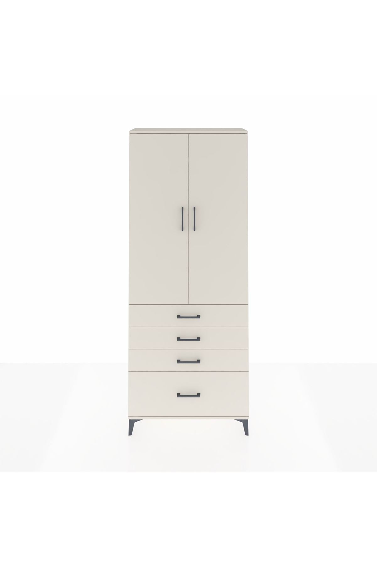 Arges Dolap 2 Raflı 4 Çekmeceli Tek Askılı 88x30x221 Aytaşı-Aytaşı