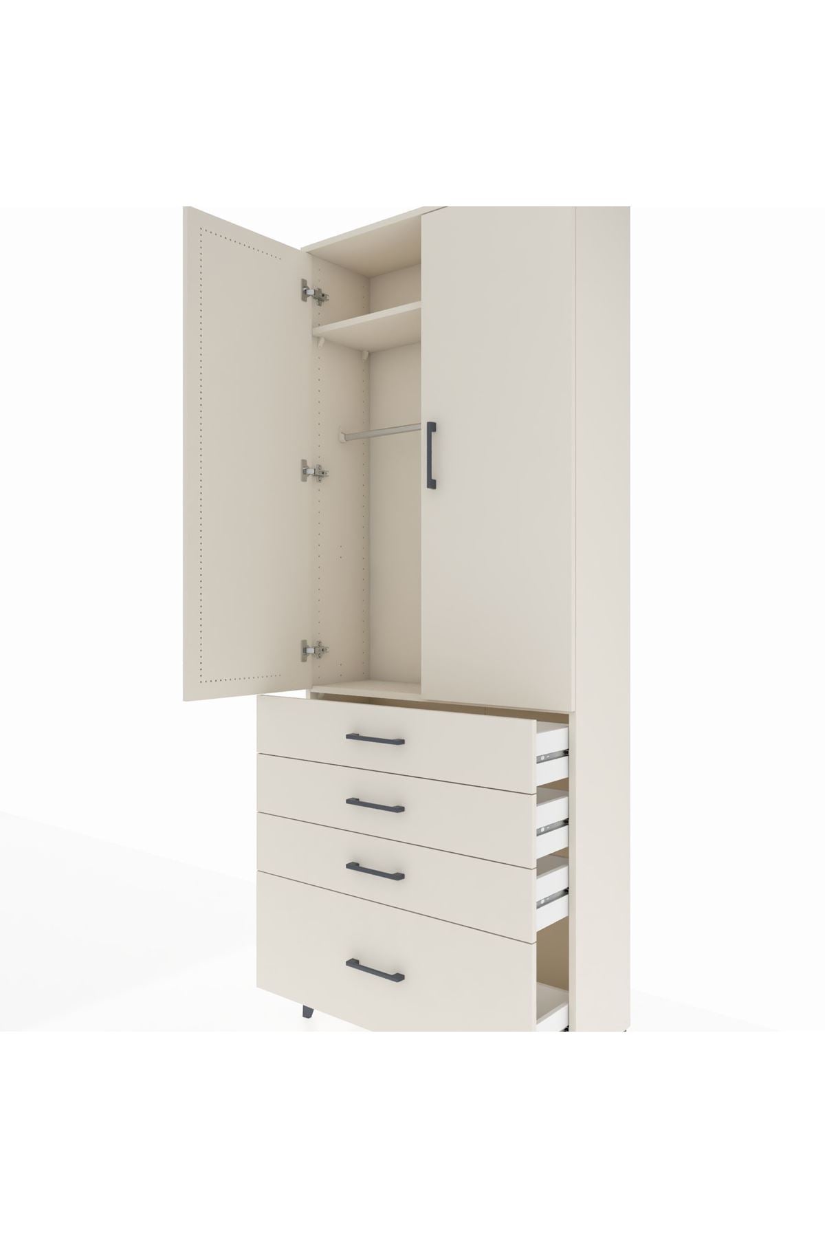 Arges Dolap 2 Raflı 4 Çekmeceli Tek Askılı 88x30x221 Aytaşı-Aytaşı