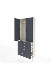 Arges Dolap 2 Raflı 4 Çekmeceli Tek Askılı 88x30x221 Aytaşı-Antrasit