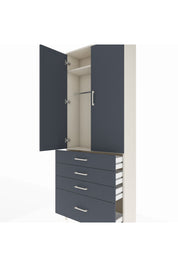 Arges Dolap 2 Raflı 4 Çekmeceli Tek Askılı 88x30x221 Aytaşı-Antrasit