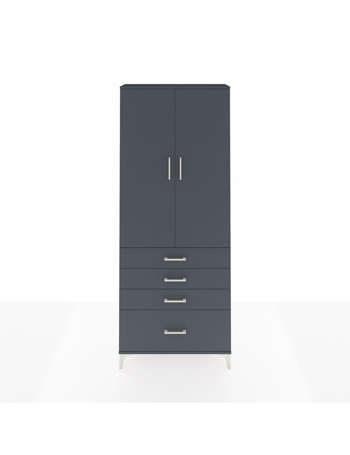 Arges Dolap 2 Raflı 4 Çekmeceli Tek Askılı 88x30x221 Antrasit-Antrasit