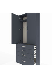 Arges Dolap 2 Raflı 4 Çekmeceli Tek Askılı 88x30x221 Antrasit-Antrasit