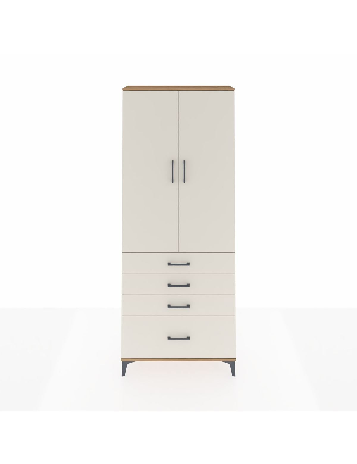 Arges Dolap 2 Raflı 4 Çekmeceli Tek Askılı 88x30x221 Çam-Aytaşı