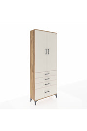Arges Dolap 2 Raflı 4 Çekmeceli Tek Askılı 88x30x221 Çam-Aytaşı
