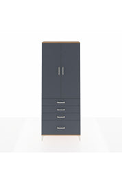 Arges Dolap 2 Raflı 4 Çekmeceli Tek Askılı 88x30x221 Çam-Antrasit