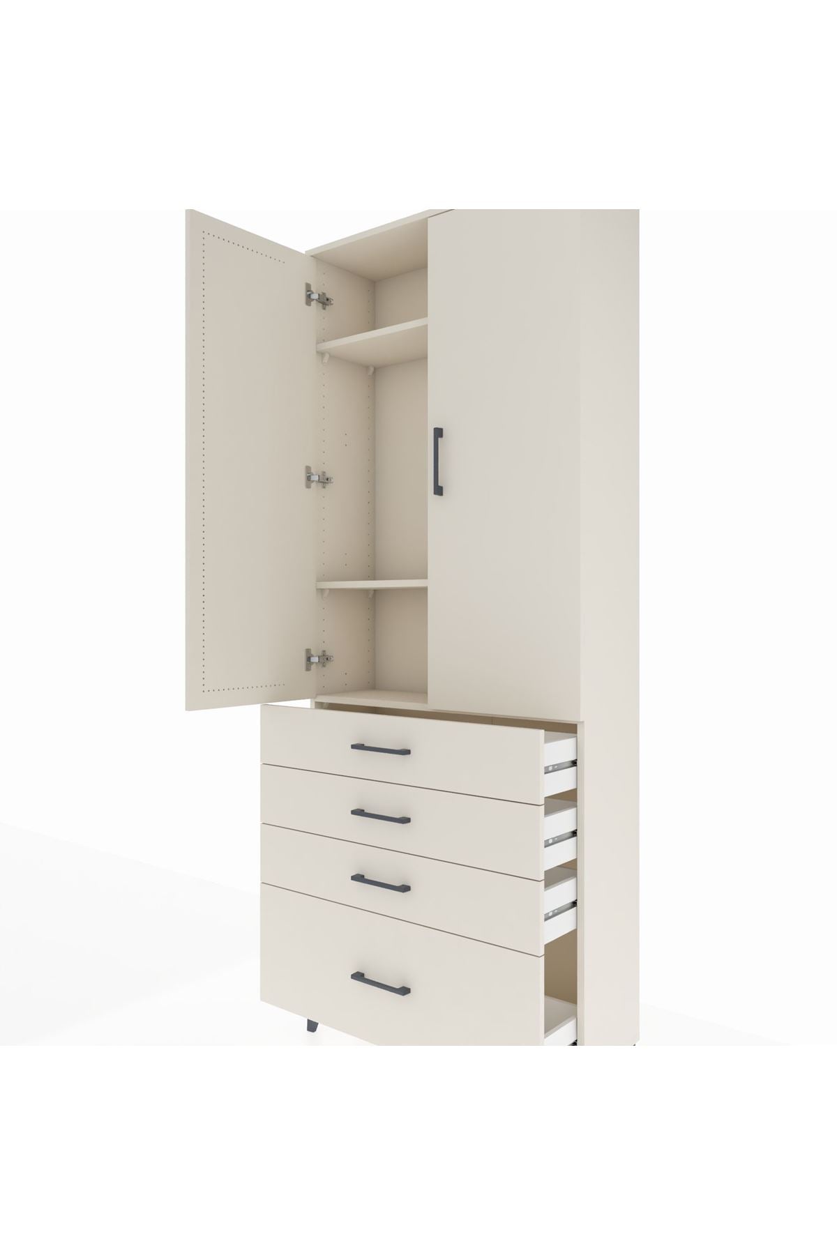 Arges Dolap 3 Raflı 4 Çekmeceli 2 Kapaklı 88x30x221 - S30M086V1A