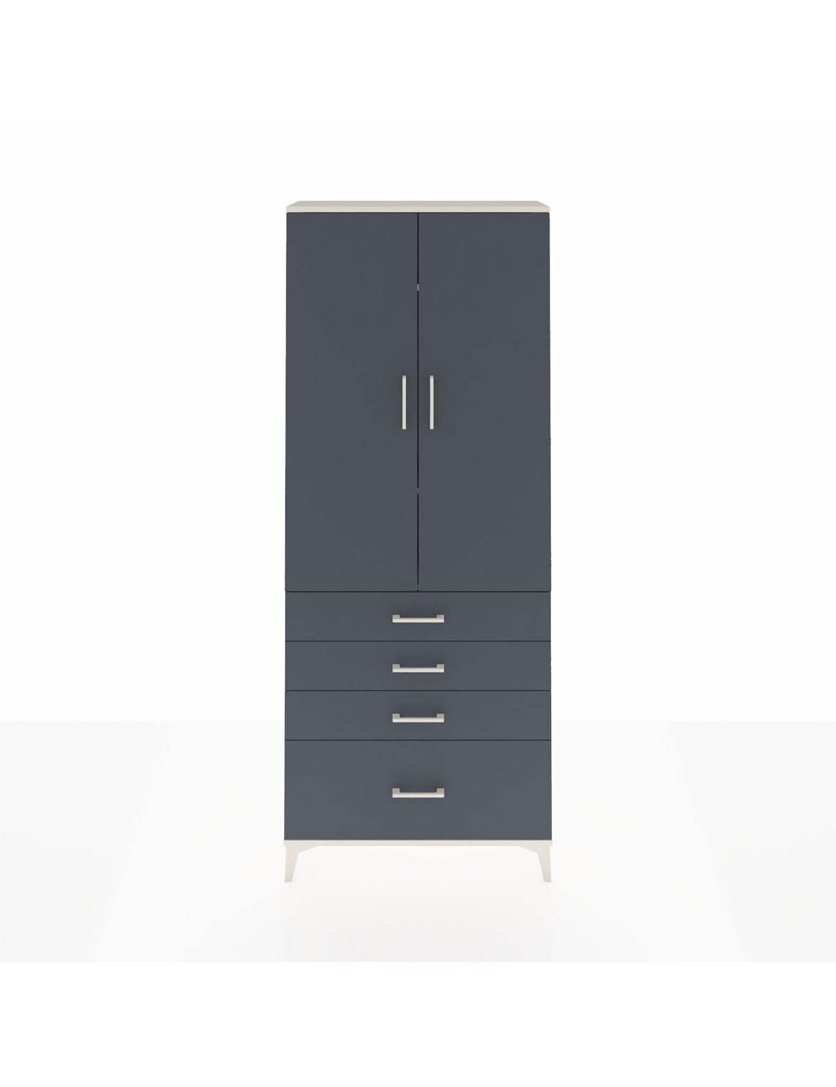 Arges Dolap 3 Raflı 4 Çekmeceli 2 Kapaklı 88x30x221 Aytaşı-Antrasit