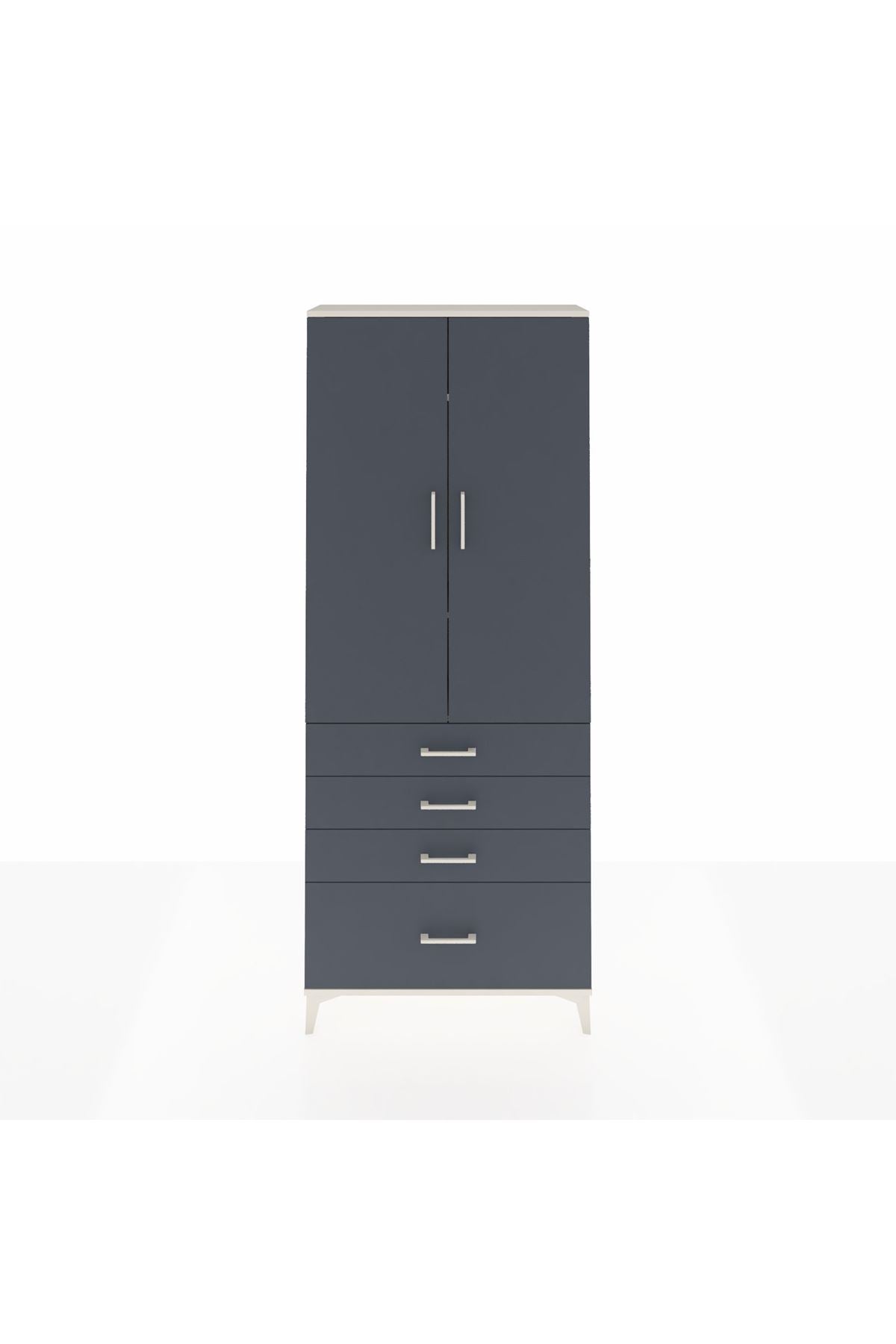 Arges Dolap 3 Raflı 4 Çekmeceli 2 Kapaklı 88x30x221 Aytaşı-Antrasit