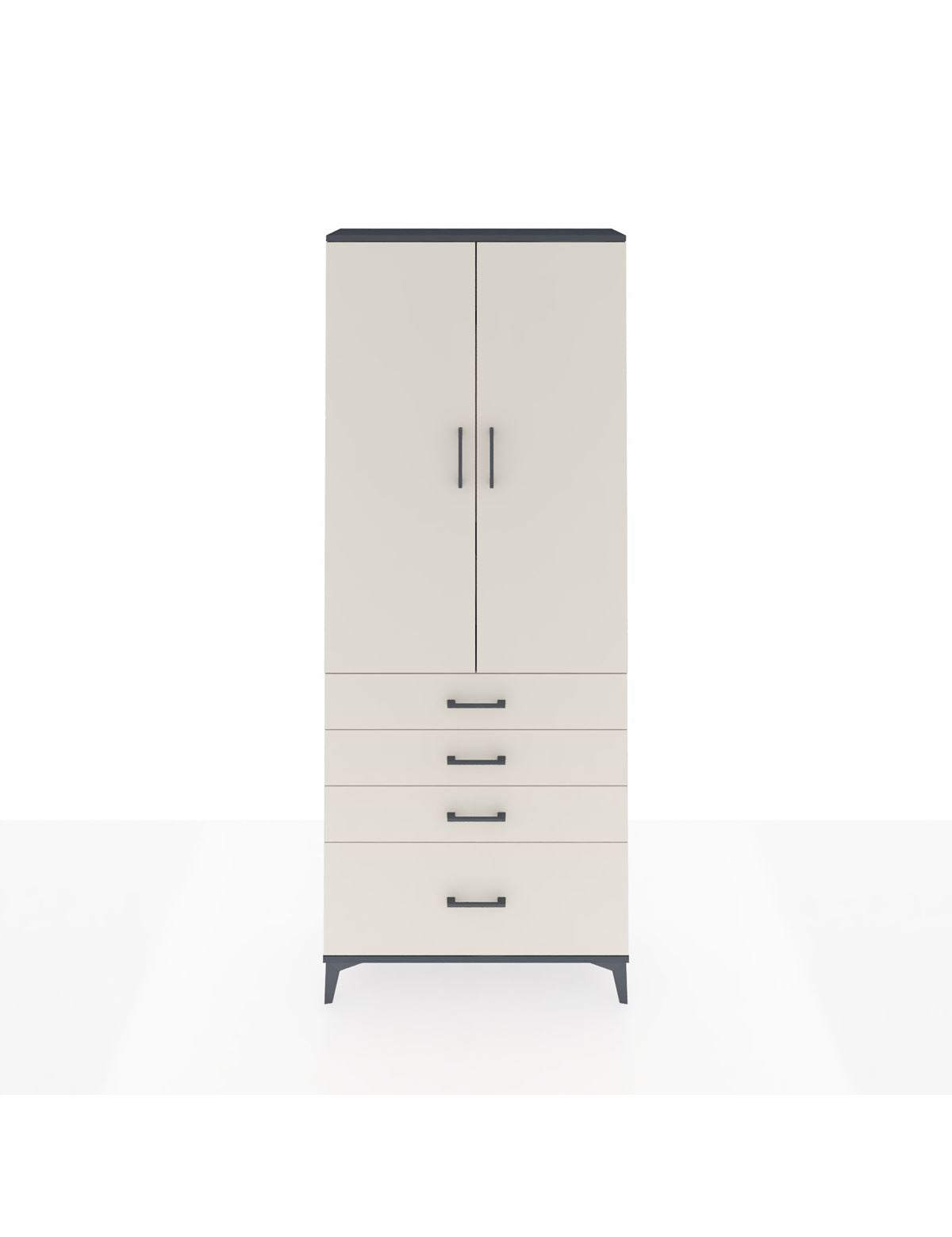 Arges Dolap 3 Raflı 4 Çekmeceli 2 Kapaklı 88x30x221 Antrasit-Aytaşı