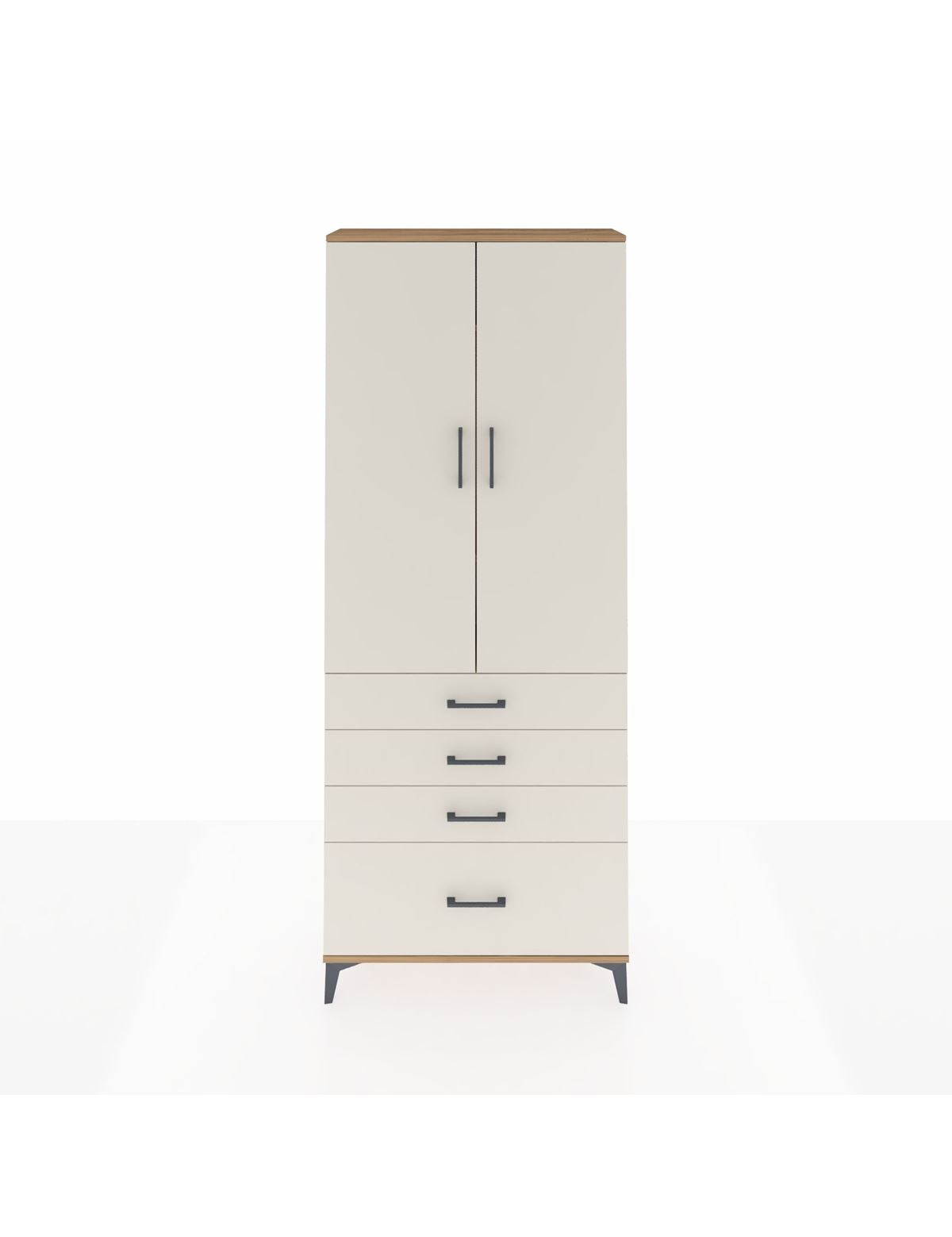 Arges Dolap 3 Raflı 4 Çekmeceli 2 Kapaklı 88x30x221 Çam-Aytaşı