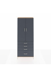 Arges Dolap 3 Raflı 4 Çekmeceli 2 Kapaklı 88x30x221 Çam-Antrasit