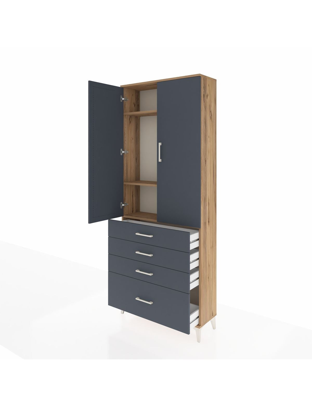 Arges Dolap 3 Raflı 4 Çekmeceli 2 Kapaklı 88x30x221 - S30M086V8A