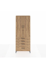 Arges Dolap 3 Raflı 4 Çekmeceli 2 Kapaklı 88x30x221 Çam-Çam