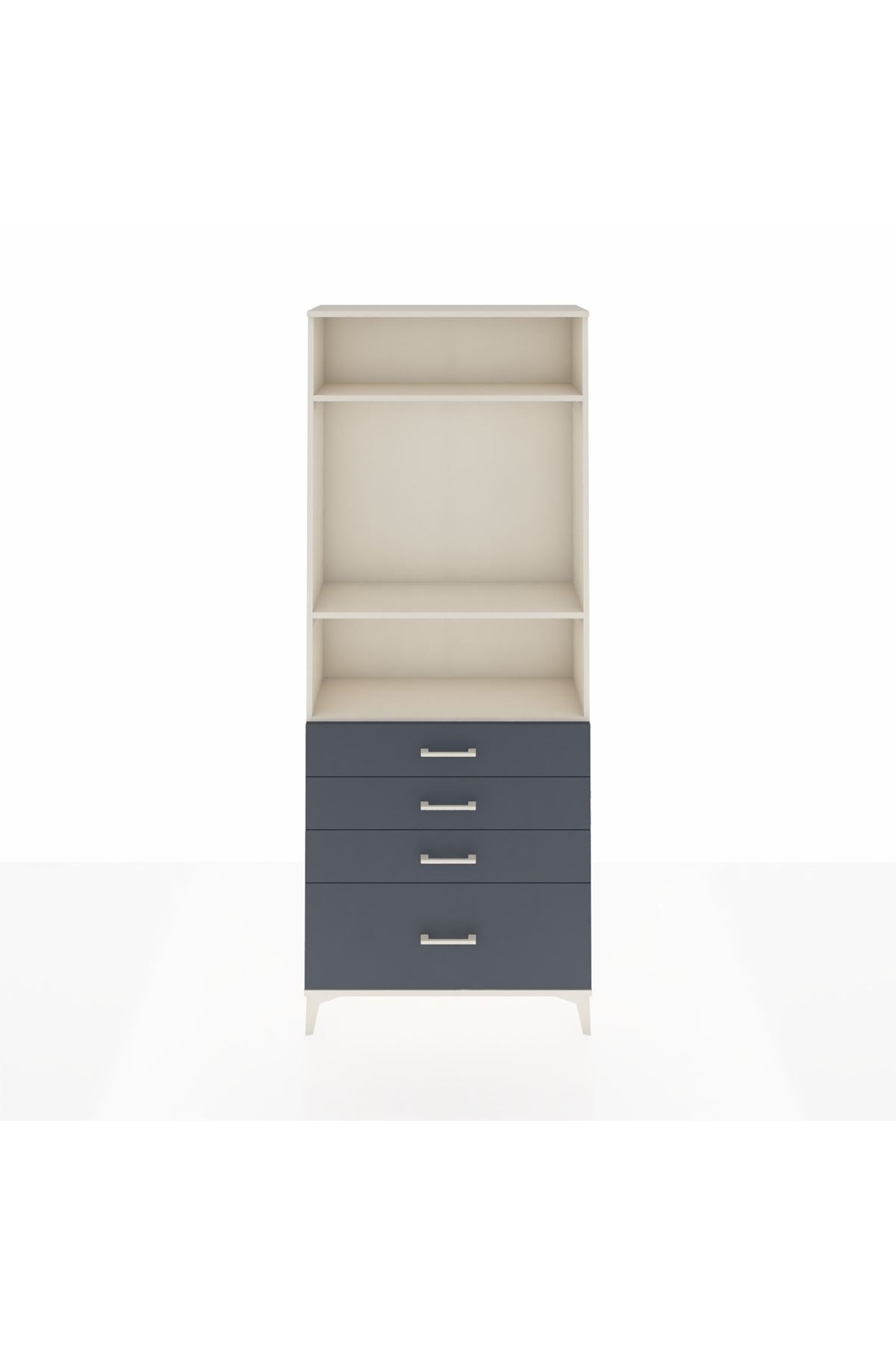 Arges Dolap 3 Raflı 4 Çekmeceli 88x30x221 Aytaşı-Antrasit