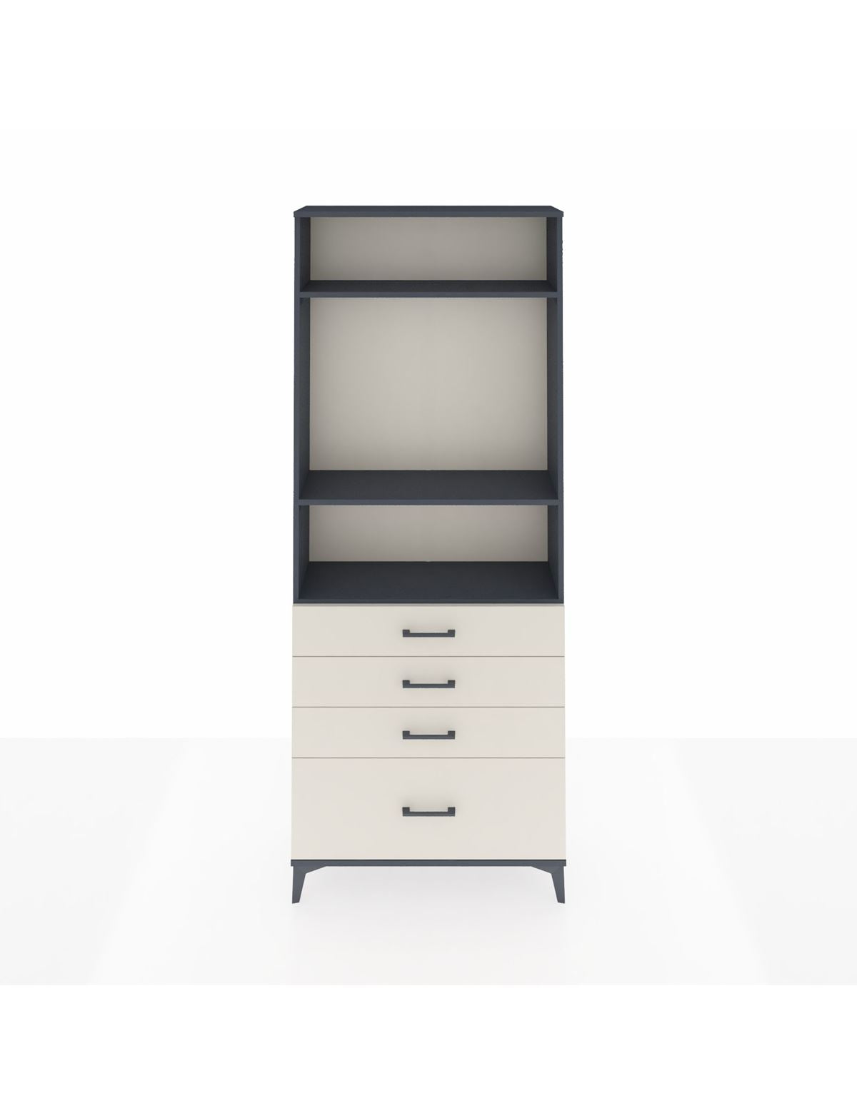 Arges Dolap 3 Raflı 4 Çekmeceli 88x30x221 Antrasit-Aytaşı