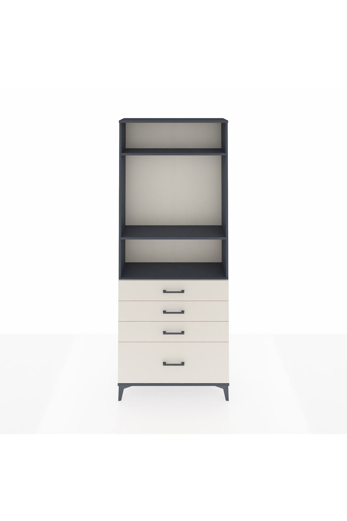 Arges Dolap 3 Raflı 4 Çekmeceli 88x30x221 Antrasit-Aytaşı