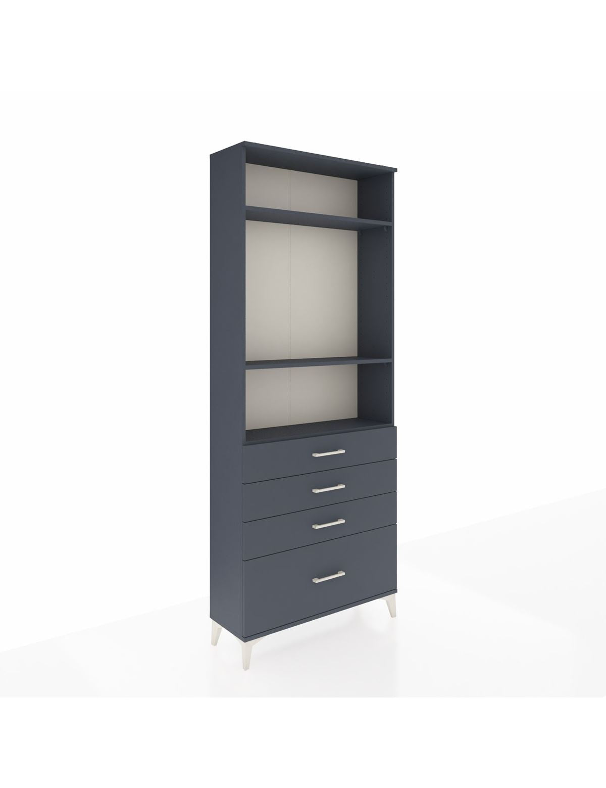 Arges Dolap 3 Raflı 4 Çekmeceli 88x30x221 Antrasit-Antrasit