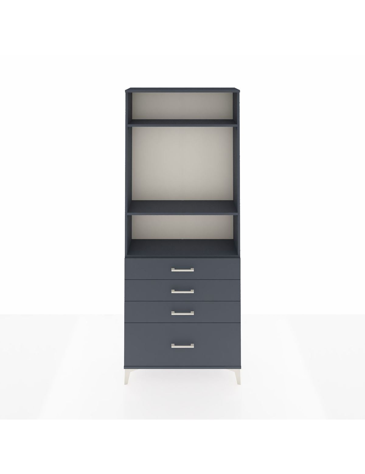 Arges Dolap 3 Raflı 4 Çekmeceli 88x30x221 Antrasit-Antrasit