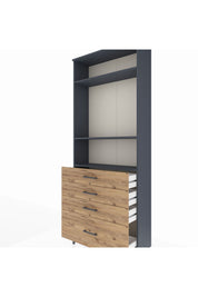 Arges Dolap 3 Raflı 4 Çekmeceli 88x30x221 Antrasit-Çam