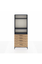 Arges Dolap 3 Raflı 4 Çekmeceli 88x30x221 Antrasit-Çam