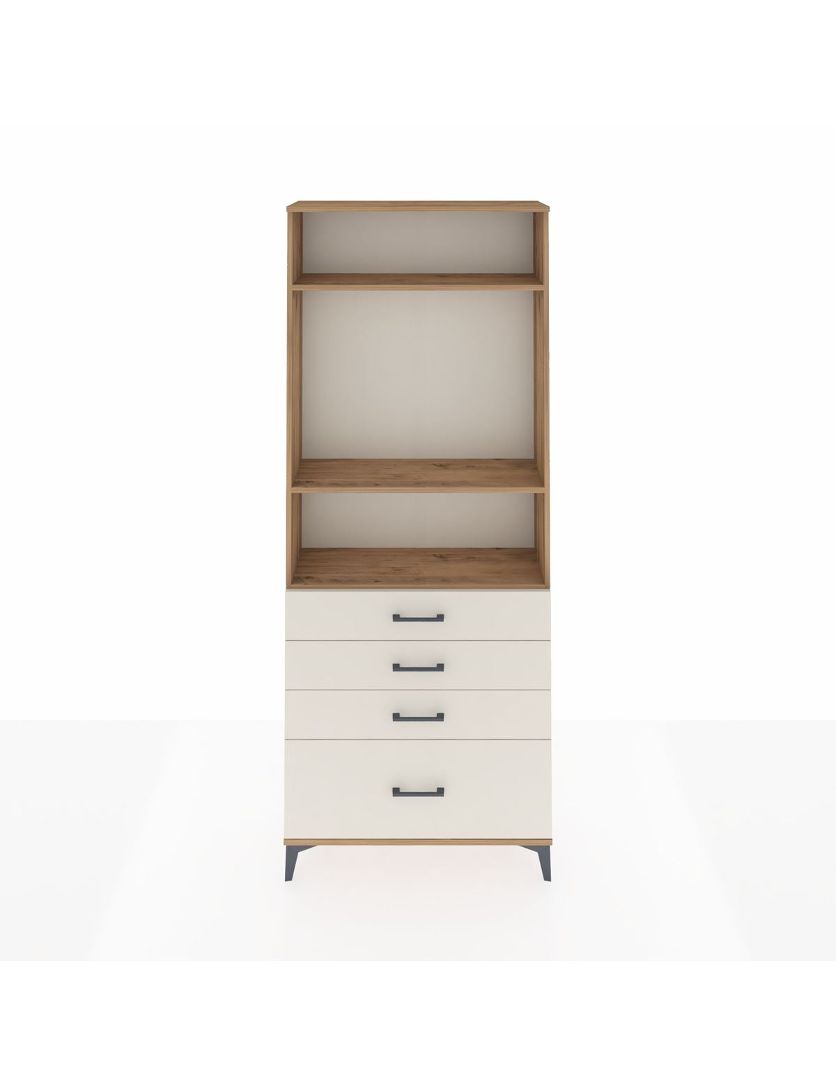 Arges Dolap 3 Raflı 4 Çekmeceli 88x30x221 Çam-Aytaşı