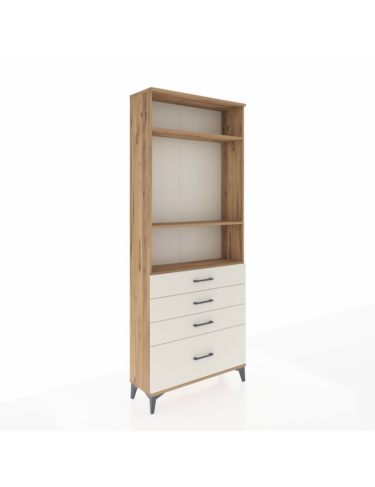 Arges Dolap 3 Raflı 4 Çekmeceli 88x30x221 Çam-Aytaşı