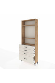 Arges Dolap 3 Raflı 4 Çekmeceli 88x30x221 Çam-Aytaşı