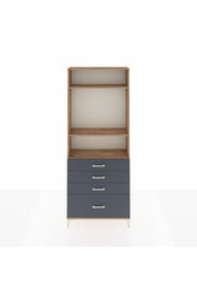 Arges Dolap 3 Raflı 4 Çekmeceli 88x30x221 Çam-Antrasit