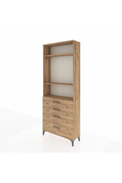 Arges Dolap 3 Raflı 4 Çekmeceli 88x30x221 Çam-Çam