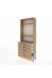 Arges Dolap 3 Raflı 4 Çekmeceli 88x30x221 Çam-Çam