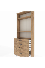 Arges Dolap 3 Raflı 4 Çekmeceli 88x30x221 Çam-Çam