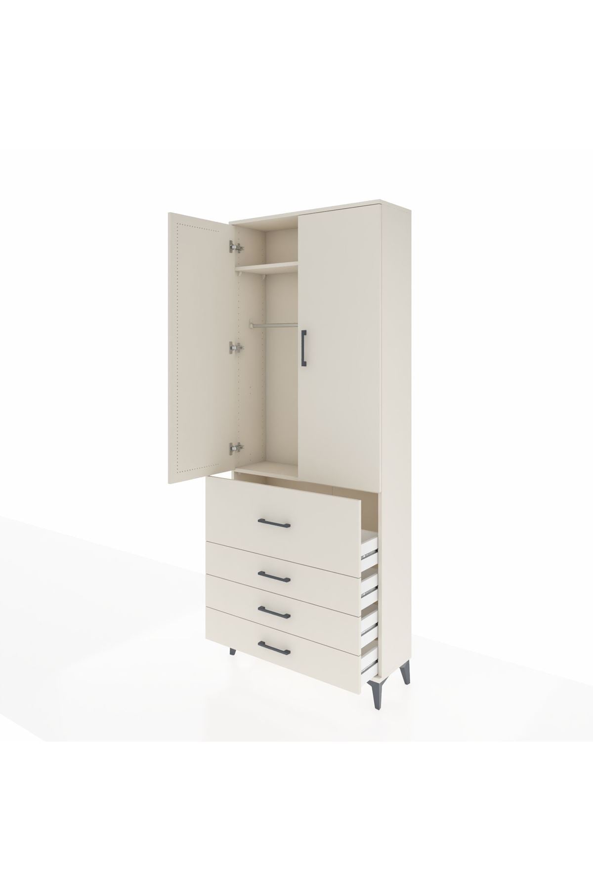 Arges Dolap 2 Raflı 4 Çekmeceli Tek Askılı 88x30x221 Aytaşı-Aytaşı