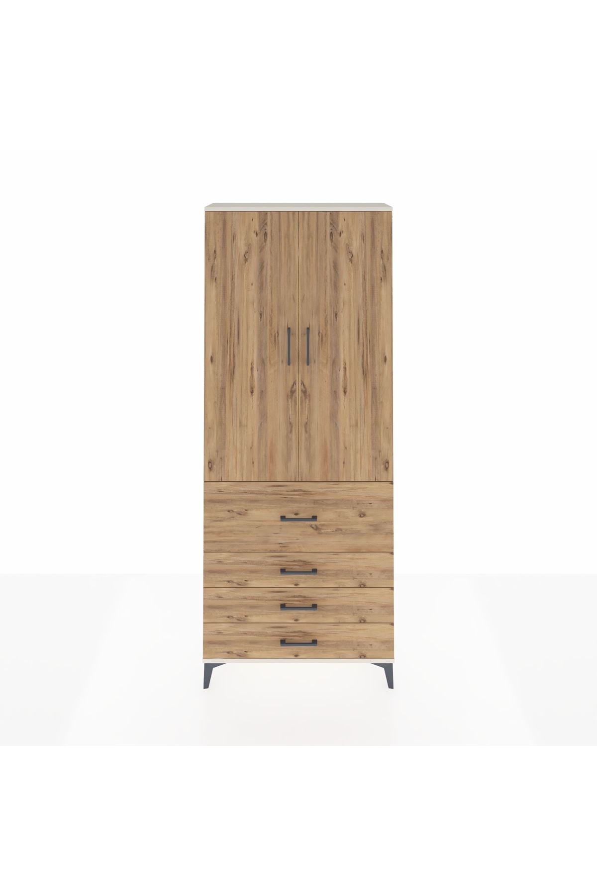 Arges Dolap 2 Raflı 4 Çekmeceli Tek Askılı 88x30x221 - S30M088V3A