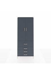 Arges Dolap 2 Raflı 4 Çekmeceli Tek Askılı 88x30x221 Antrasit-Antrasit