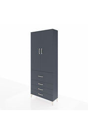 Arges Dolap 2 Raflı 4 Çekmeceli Tek Askılı 88x30x221 Antrasit-Antrasit