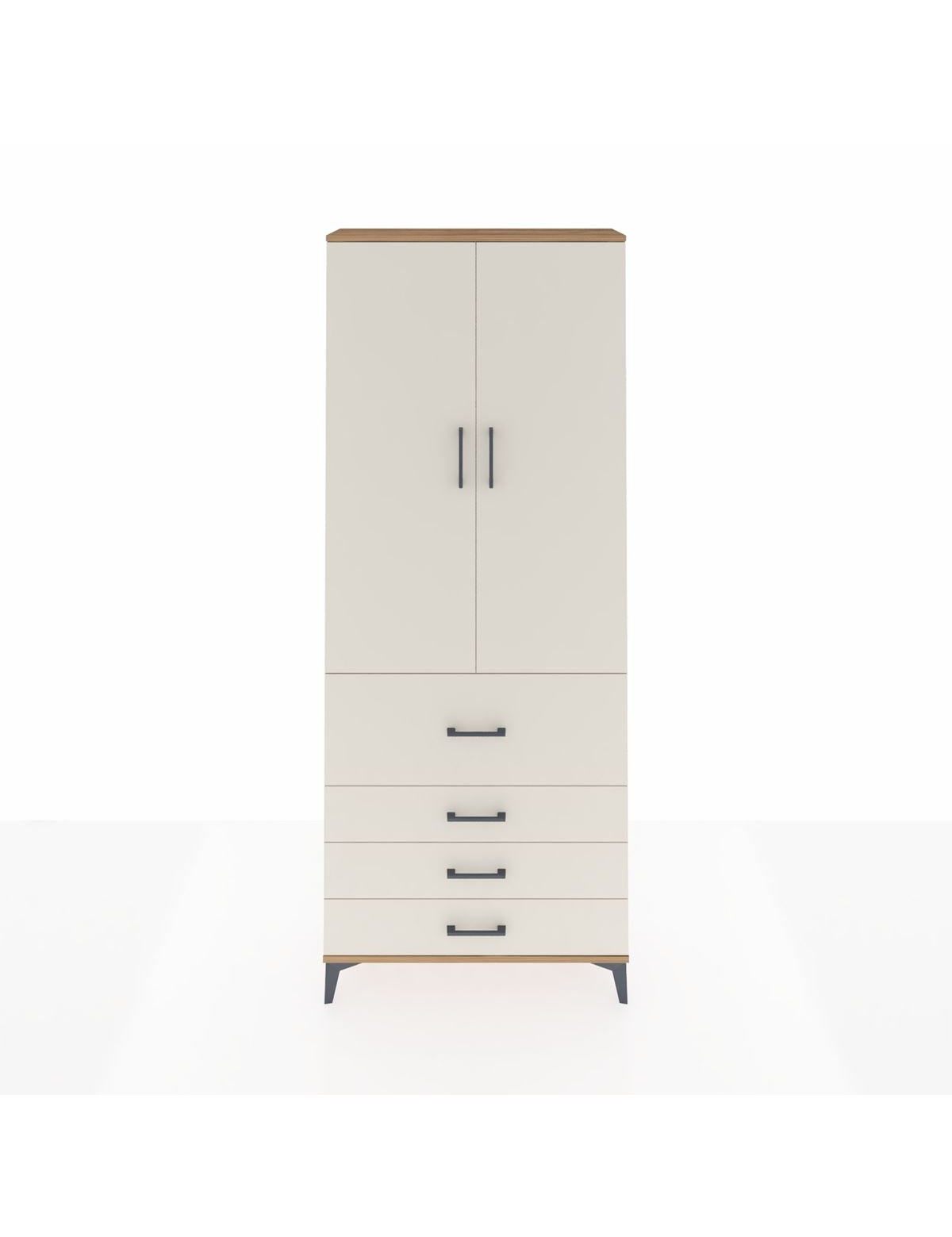 Arges Dolap 2 Raflı 4 Çekmeceli Tek Askılı 88x30x221 Çam-Aytaşı