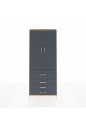 Arges Dolap 2 Raflı 4 Çekmeceli Tek Askılı 88x30x221 Çam-Antrasit